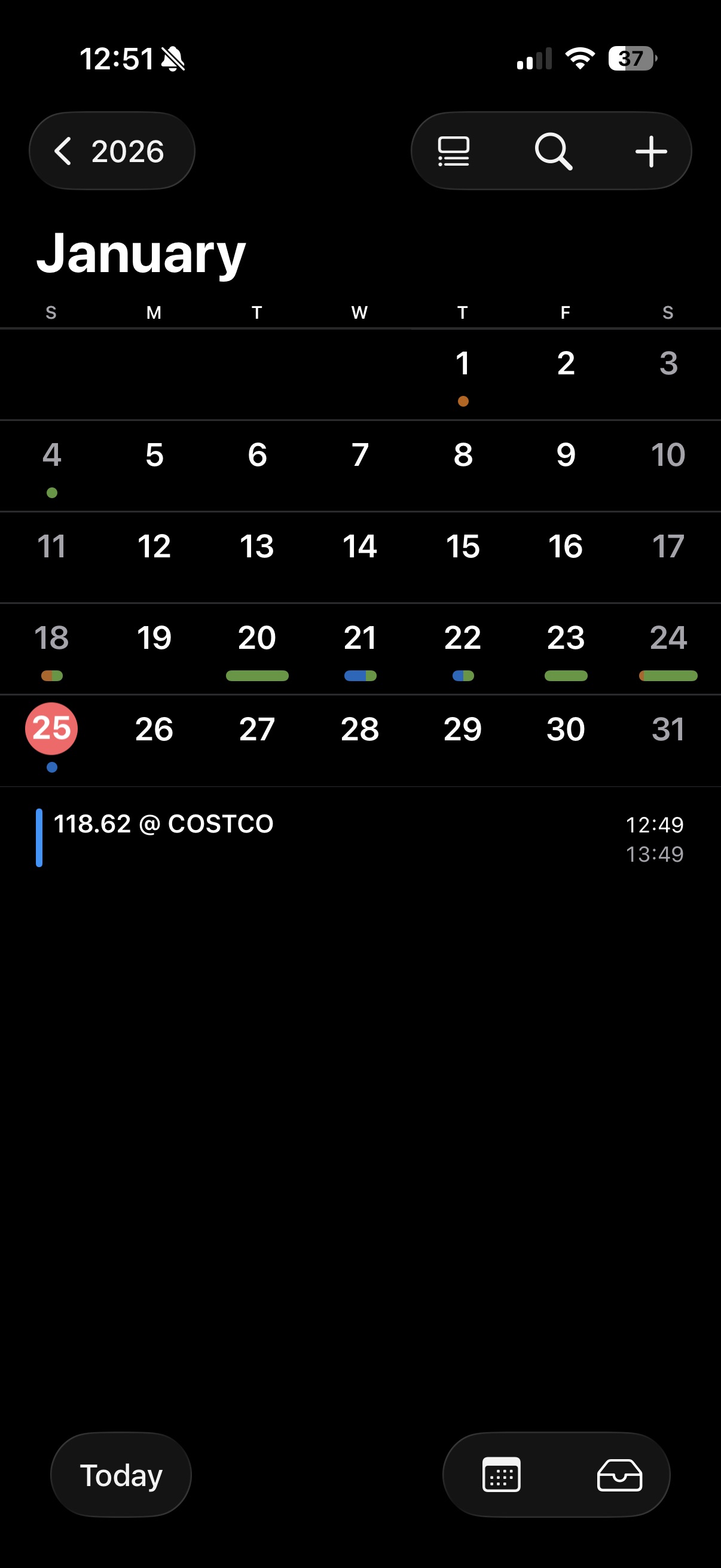 See your receipt data in Calendar
