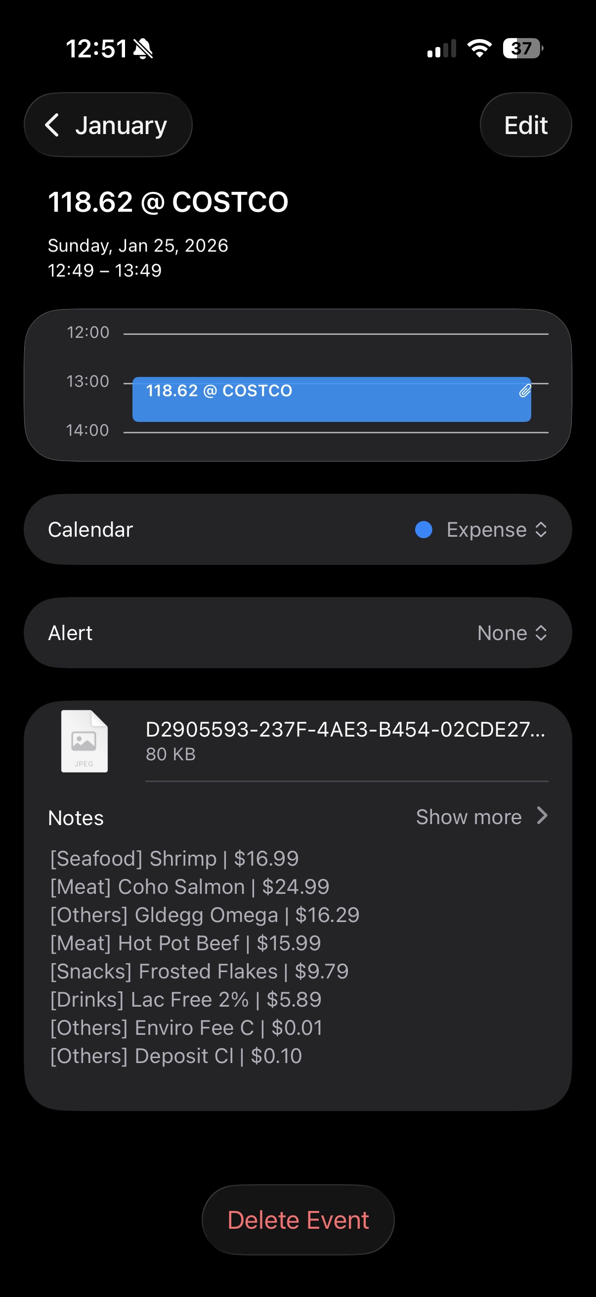 Calendar event show details